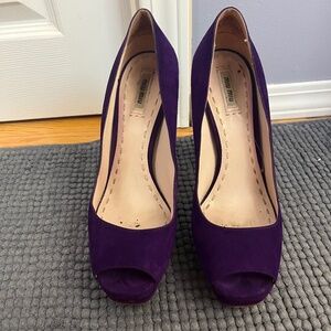 MIU MIU suede purple flare heels
